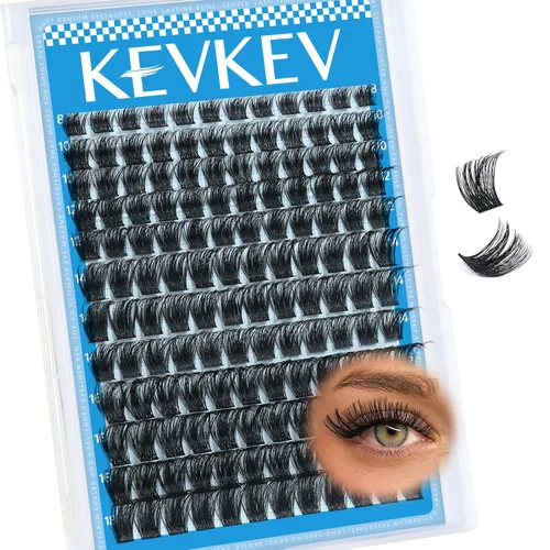 Miniatura 11 de KEVKEV Racimos de pestañas 144 unidades, racimos de pestañas naturales tenues, extensión de pestañas de banda fina y suave, mezcla de longitudes