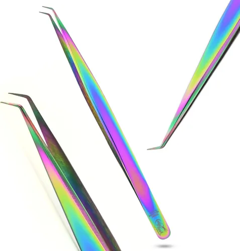 Miniatura 21 de Pinzas de aislamiento para extensión de pestañas, pinzas curvadas para aislamiento, acero inoxidable japonés de 5.5 in, lo mejor para aislamiento