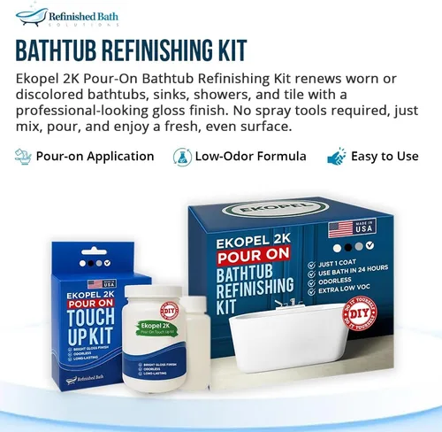 Miniatura 2 de Kit de Refinamiento de Bañera Ekopel - Fabricado en EE.UU. - Reglaseado Sin Olor para Bañera y Azulejos - Revestimiento de Pintura para Bañera Más