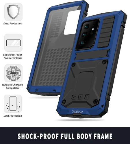 Miniatura 3 de Simicoo Samsung S21 Ultra 5G - Funda de silicona resistente a prueba de golpes, resistente a los golpes, protector de pantalla integrado con soporte