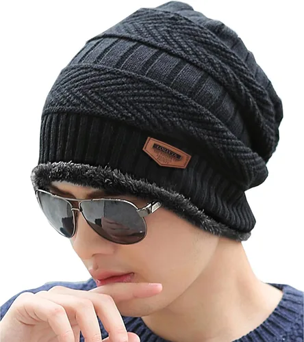 Miniatura 103 de Loritta Gorro de invierno cálido de punto grueso y holgado para hombre