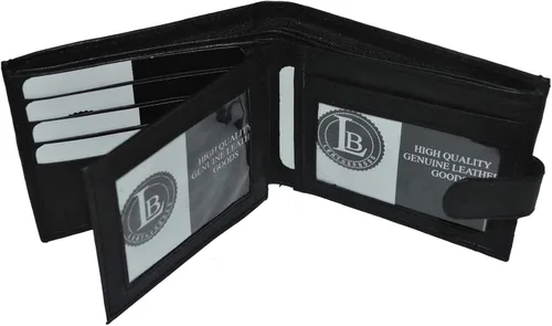 Miniatura 4 de Leatherboss Cartera plegable para hombre con cierre a presión, color negro de 4 x 3.14 pulgadas