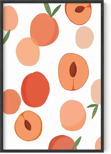 Miniatura 20 de HAUS AND HUES Fruit Art - Imagen de melocotón, decoración de pared de cocina, impresión de baño (marco beige, 24 x 36)