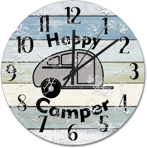 Miniatura 65 de Reloj de pared de madera rústica personalizado de 10 pulgadas, silencioso sin tictac, funciona con pilas, para sala de estar, dormitorio, cocina, En