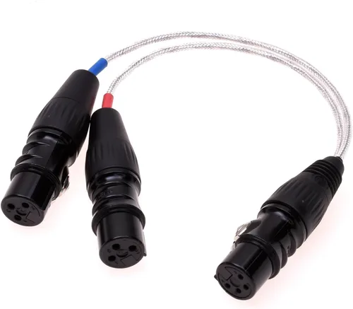 Miniatura 2 de 20CM Dual 3Pin XLR hembra a 4Pin XLR hembra equilibrado audio auricular adaptador cable