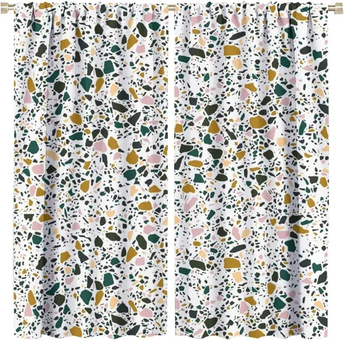 Cortinas opacas con diseño abstracto de mármol, modernas y bohemias con patrón de terrazo colorido en acuarela, con bolsillo para cortinero,