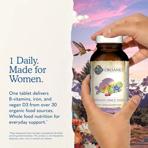 Miniatura 7 de Suplemento multivitamínico orgánico Garden of Life, para mujer, tabletas múltiples, una vez al día, hfs-koi-zk-a11705, 60, 1, 1