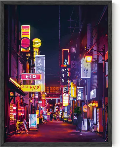 Miniatura 18 de HAUS AND HUES Póster de Tokio, arte de pared de neón de anime japonés, decoración urbana de luces de ciudad de Tokio, póster genial de Cyberpunk