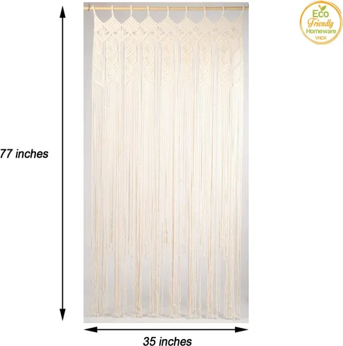 Miniatura 3 de Cortinas de Macramé para Puertas, Colgante de Pared de Macramé, Cortina de Puerta con Cuentas, Telón de Fondo Boho, Cuentas Colgantes para Puertas
