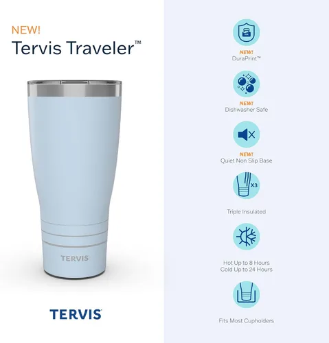 Miniatura 3 de Tervis Traveler - Vaso aislado Sara Berrenson de triple pared floral retro mantiene las bebidas frías y calientes, 30 onzas, acero inoxidable Sara
