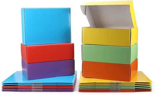 PHAREGE Cajas de regalo de 12 x 9 x 4 pulgadas para envío al por mayor, paquete de 18 unidades en 6 colores, cajas de correo con pestaña de bloqueo