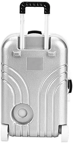 Miniatura 7 de Asixxsix Maleta de viaje de mini muñecas - Caja de equipaje con ruedas para muñecas (plateada)