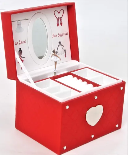 Girly Girl Princess Ballerina - Belleza afroamericana - Caja de joyería musical (rojoblanco)