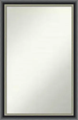Miniatura 254 de Amanti Art Espejo de baño negro para sobre el fregadero, 23 x 23 pulgadas, espejo cuadrado negro Ashton, marco de madera tradicional mediano, se