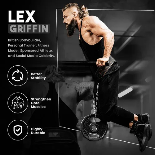 Miniatura 4 de RDX Cinturón de inmersión para levantamiento de pesas, cadena de acero ajustable de 36 pulgadas, cinturón de inmersión, entrenamiento de gimnasio