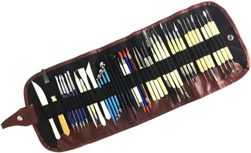Miniatura 2 de S & E TEACHER'S EDITION 43 piezas de herramientas de cerámica y arcilla para esculpir, juego de herramientas de tallado de arcilla cerámica de doble