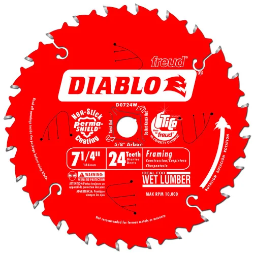 Miniatura 10 de Diablo Hoja de sierra para enmarcar para madera, 7-1/4 pulgadas x 24 dientes, corte delgado, antivibración, larga vida útil para enmarcar y madera
