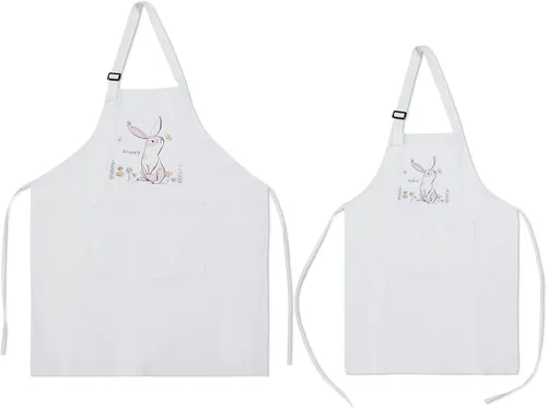 Miniatura 12 de Paquete de 2 delantales personalizados para padres e hijos, delantales ajustables con foto con nombre personalizado para cocina, cocina, hornear