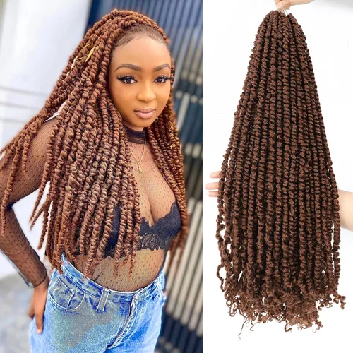Miniatura 43 de Cabello Passion Twist de 12 pulgadas, 8 paquetes, cabello de ganchillo pretrenzado para mujeres negras, cabello rizado de ganchillo preenlazado, 1b#