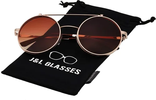 Miniatura 5 de JL Glasses Gafas de sol redondas estilo retro estilo Seampunk