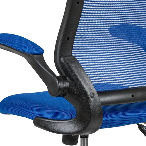 Miniatura 13 de Flash Furniture Kale Silla de dibujo ergonómica de malla azul con respaldo medio Anillo de pie ajustable, brazos abatibles