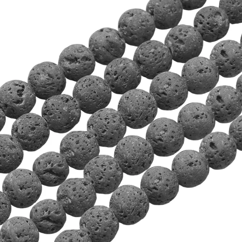 PH PandaHall 620 piezas de cuentas de lava natural de 6 mm sin teñir, cuentas de piedra de lava gris, cuentas de chakra, cuentas sueltas redondas de