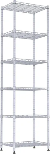 REGILLER Estantería de Alambre de 6 Niveles de Acero, Unidad de Almacenamiento con Estantes Ajustables para Lavandería, Baño, Cocina, Despensa,