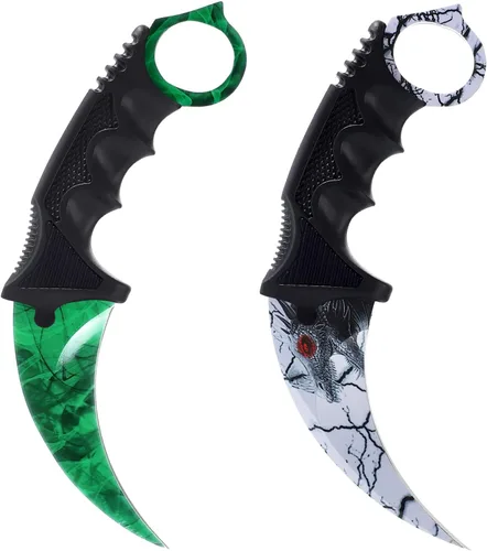 Miniatura 9 de TOPOINT KZ03-22 - Paquete de 2 cuchillos Land Karambit CS, cuchillo de hoja fija con funda y cordón KZ03-22 (verde y cielo estrellado)