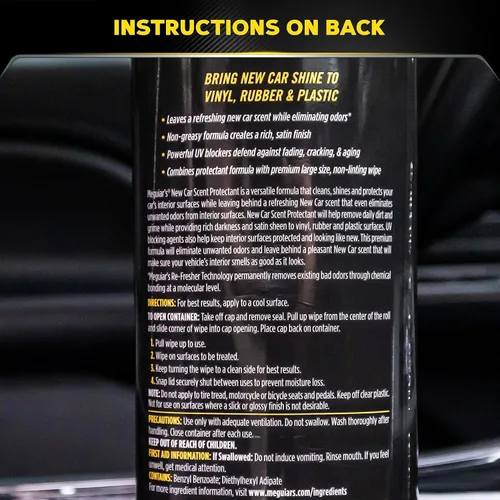 Miniatura 7 de Meguiar's Toallitas protectoras de olor para automóvil, toallitas para conductores y detalladores, toallitas de limpieza de automóvil que limpian