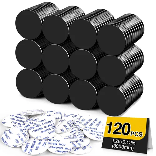 Miniatura 9 de DIYMAG Paquete de 12 imanes fuertes con adhesivo de doble cara, 1.26 x 0.12 pulgadas, redondo, permanente, potente, disco de neodimio, imán