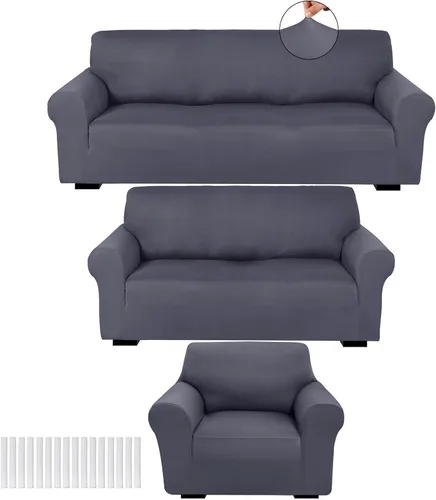 Miniatura 30 de Peryiter Juego de 3 Fundas para Sofá, Cubiertas de Muebles para Sofá, Loveseat, Sillón, Ajuste de Forma Elástico, Sin Arrugas, Protector de Muebles