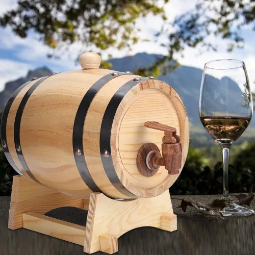 Miniatura 4 de Mini barril de vino de madera de pino para el hogar, equipo de elaboración de cerveza de madera para tequila, whisky, ron envejecimiento
