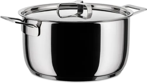 A Di Alessi,AJM101/24 "Ollas y sartenes", cazuela con dos asas en acero inoxidable 18/10 pulido espejo, 5 cuartos de galón 27 oz