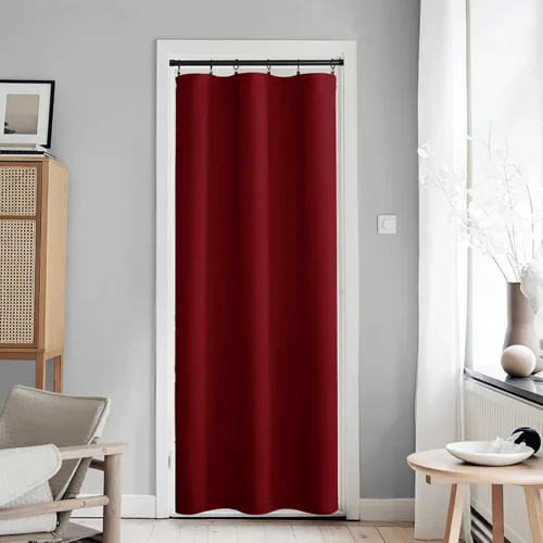 Miniatura 194 de NICETOWN Cortinas opacas unicolor con aislamiento térmico para puerta francesa, granja, oscurecimiento de habitación, puertas y ventanas de Marrón