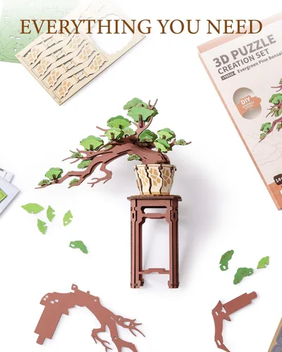 Miniatura 4 de Rowood Rompecabezas de madera 3D para adultos, Día de la Madre, árbol bonsái de pino, colección botánica, juego de construcción para decoración