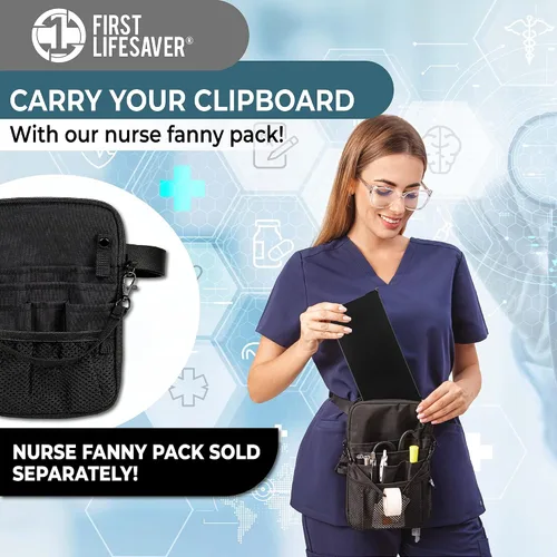 Miniatura 6 de First Lifesaver Portapapeles de enfermería de 3 capas plegable de aluminio con clip fuerte para enfermeras, estudiantes de enfermería y médicos