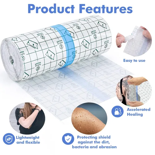 Miniatura 5 de Vendaje impermeable para cuidado posterior de tatuajes (rollo de 5.9 pulgadas x 10.9 yardas) vendajes adhesivos protectores para la segunda piel