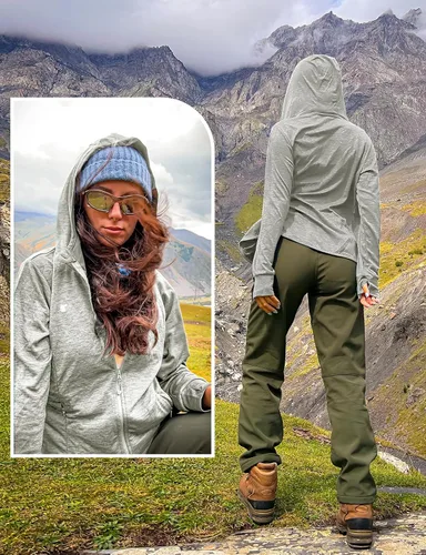 Miniatura 44 de TBMPOY Chaquetas con capucha y protección solar UPF 50+ para mujer, ligeras, de manga larga, para senderismo, exteriores, con cremallera completa