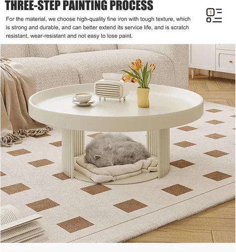 Miniatura 3 de Mesas de centro para sala de estar, mesa de centro para sala, mesa de centro redonda negra, mesa de grano para espacios pequeños mesa de centro