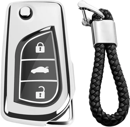 Miniatura 15 de Funda de Silicona Suave de Goma con Textura de Fibra de Carbono Cubierta de Llave Fob Para Toyota 4Runner Avalon C-HR Camry Corolla Fortuner