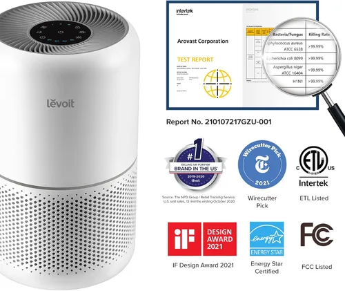 Miniatura 6 de LEVOIT Humidificadores, blanco y purificador de aire para alergias en el hogar, pelo de mascotas en el dormitorio, filtro HEPA H13, sistema