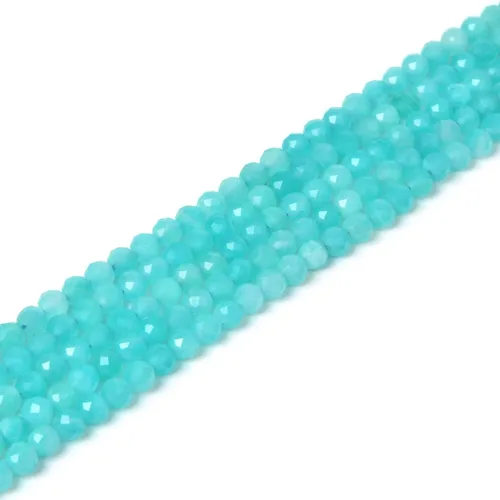 Miniatura 52 de Cuentas redondas facetadas de aguamarina natural de 4mm cuentas sueltas de 16 pulgadas para hacer joyas con cuentas