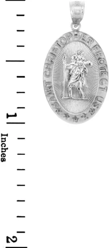 Miniatura 4 de Colgante de plata de ley 925 con medalla de San Cristóbal Patrono de los Viajeros Protección Católica, Plata esterlina