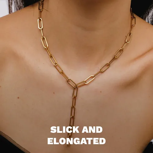 Miniatura 7 de Hey Harper Boss Babe - Collar de cadena de clip de papel, collar de eslabones de acero inoxidable impermeable, collar de oro para mujer, Acero