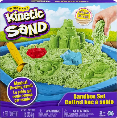 Miniatura 10 de Kinetic Sand, caja de arena con 1 libra de arena morada y 3 moldes, para edades de 3 y más Morado