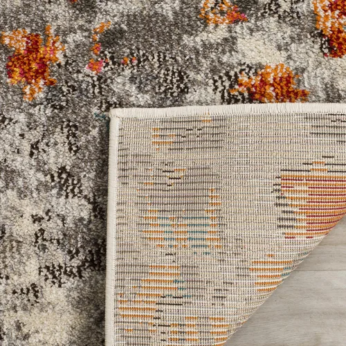Miniatura 5 de SAFAVIEH Colección Monaco Alfombra de Pasillo - 2'2" x 6', Gris y Naranja, Diseño Abstracto Acuarela Bohemio Chic, No Desprende Pelusa y de Fácil
