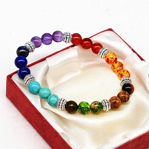 Miniatura 4 de Natural Stone Beaded bracelets for Women and Men FengShui Bracelets Stress Relief Anxiety 7 Chakras Bracelet with Gift Box Jewelry Gift for