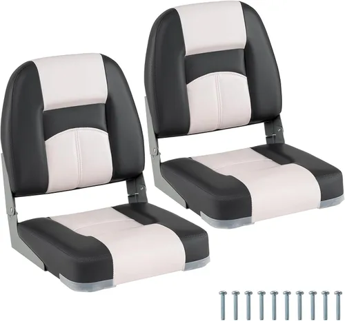 Miniatura 13 de Goplus Asientos para barco con respaldo bajo/alto, asiento plegable para barco con tornillos de acero inoxidable y bisagras de aluminio, acolchado