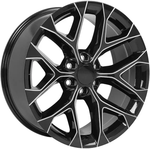 Miniatura 3 de OE Wheels CV98B - Llanta de 22 pulgadas para Silverado 1500, estilo copo de nieve, 6 x 139.7, 22 x 9, negro brillante con fresado, Hollander 5668 (1)