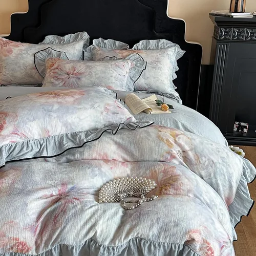 Miniatura 43 de AOJIM Blue & Brown Striped Duvet Cover Set Twin Size 100% Washed Cotton Stripe Bedding Set 3-Piece, Soft Zipper Comforter Cover and 2 Pillowcases